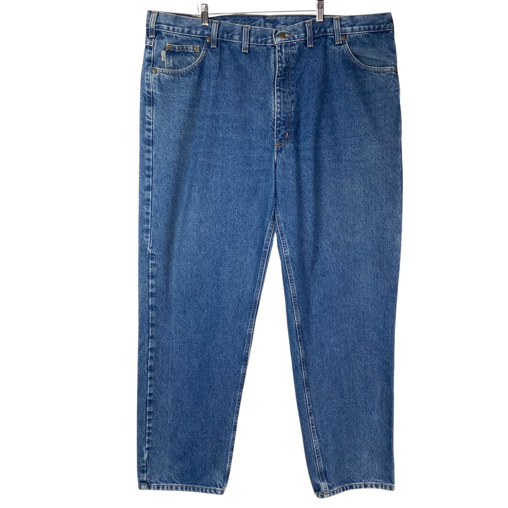 Carhartt B17 Blue Denim Jeans 44x32 Button Zip Fly Mid Rise 5-Pockets